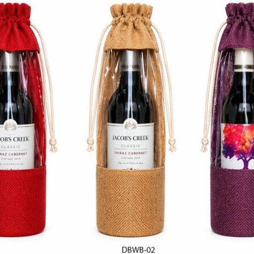 Jute Drawstring Wine Bottle Bag