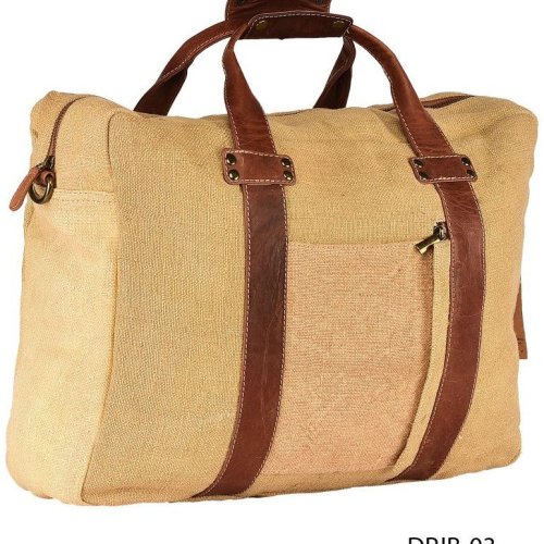 Jute Leather Handle Unisex Travel Duffle Bag