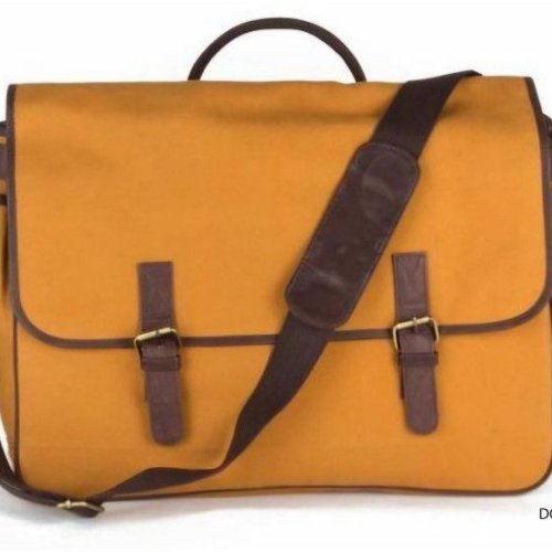 Mustard Yellow Canvas Leather Messenger Bag