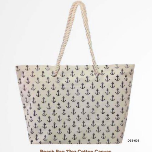 Printed Cotton Canvas Beach Bag