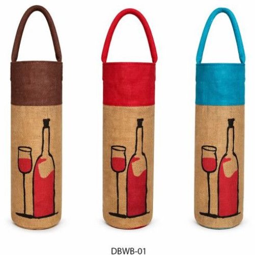 Printed Jute Wine Bag