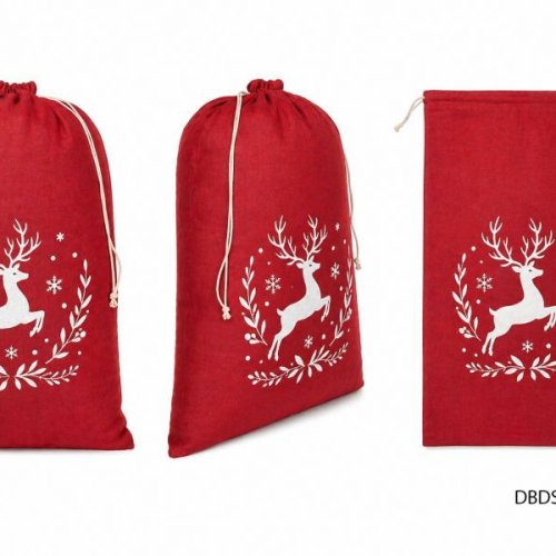 Red Eco Friendly Drawstring Jute Bag
