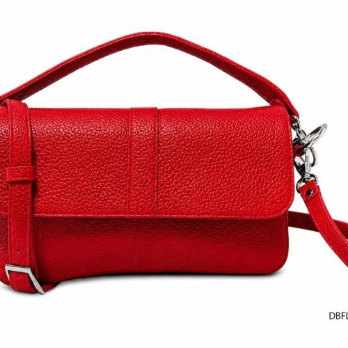 Red Faux Leather Crossbody Bag