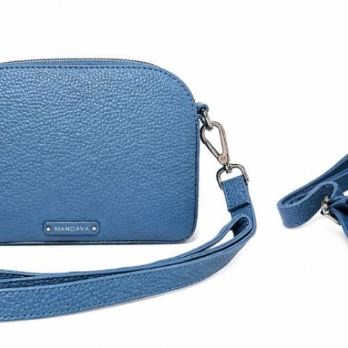 Sky Blue Faux Leather Crossbody Bag