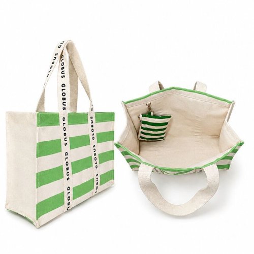 Stripe Cotton Canvas Bag with Pouch
