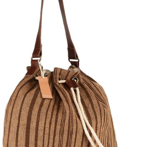 Striped Jute Bucket Bag