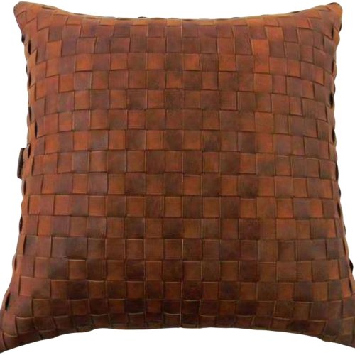 Woven Leather Pillow Cover