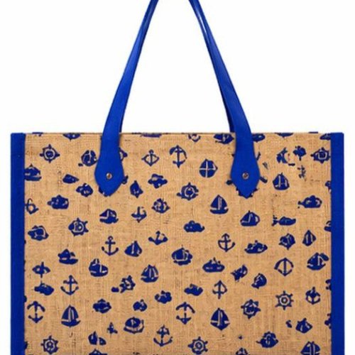 Violet Printed Jute Beach Bag