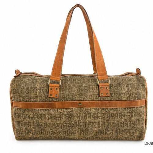 Washed Jute Leather Trim Yoga  Bag