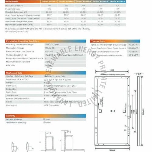500W Emmvee Quartz N Type Mono Perc Solar Panel