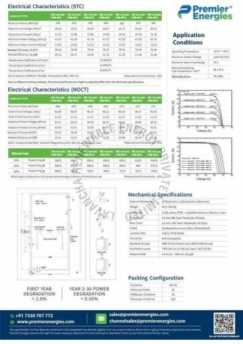 560W Premier Energies Non Dcr Bifacial Solar Panel