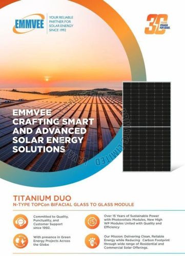 580W Emmvee Titanium White Monofacial Solar Panel