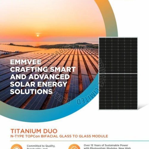 605W Emmvee Glass to Glass N Type Bifacial Solar Panel