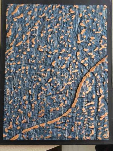 Blue and Golden  Liquid Metal Wall Panel