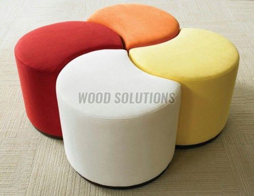 Wooden Velvet Pouffe Stool