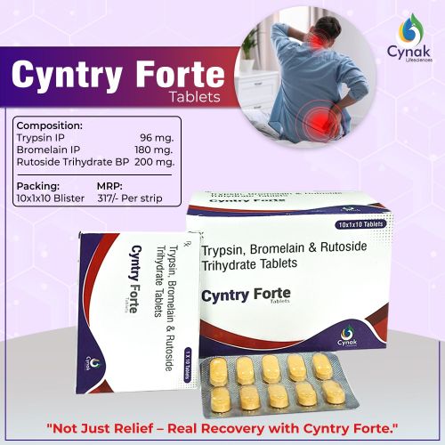 Cyntry Forte Trypsin Bromelain Rutoside Trihydrate Tablets