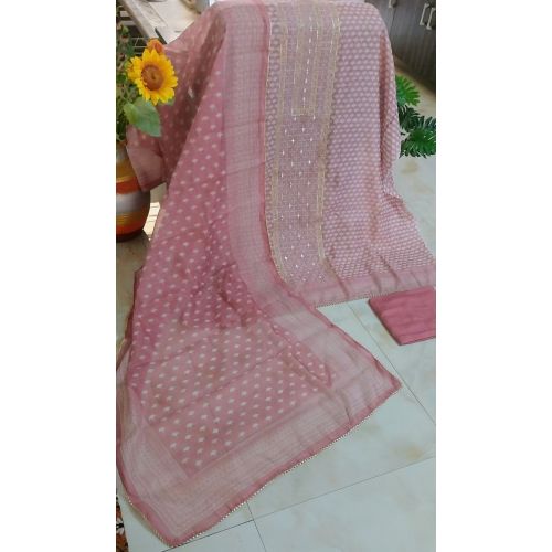 Pure Chanderi Unstitched Suits
