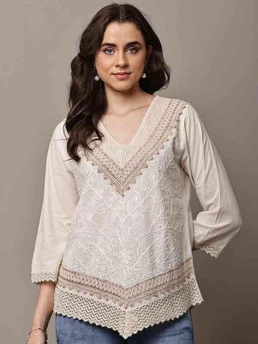 Cotton Jute Embroidery Top