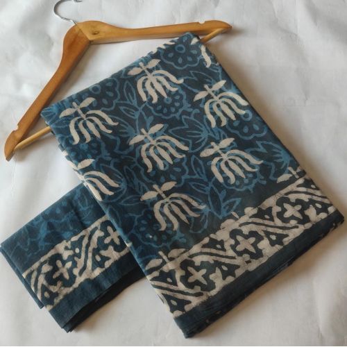 Ladies Elegant Hand Block Cotton Mul Saree