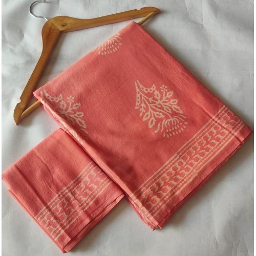 Ladies Peach Blossom Mulmul Saree