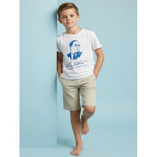 Boys DR. Ambedkar Printed White Half Sleeves T-Shirt