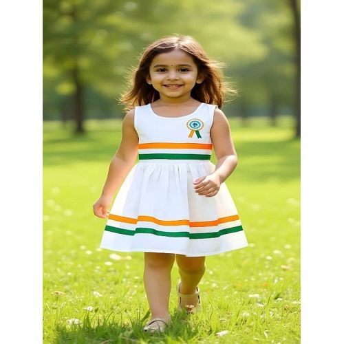 Girls Designer Independence Day Special Cotton Frock