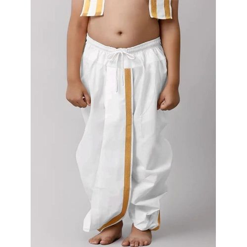 Kids White Cotton Dhoti