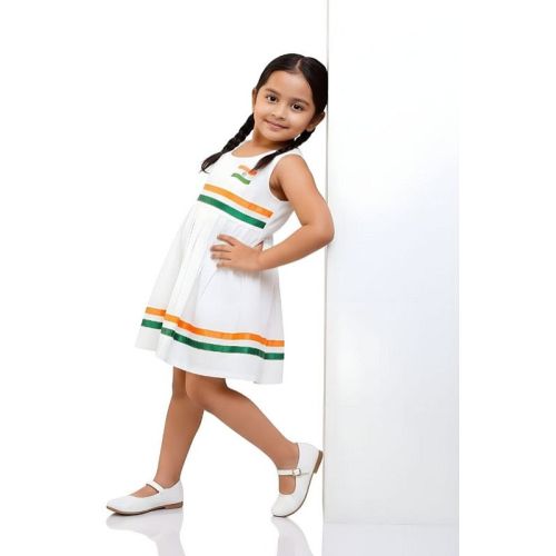 Stylish Girls Independence Day Cotton Frock