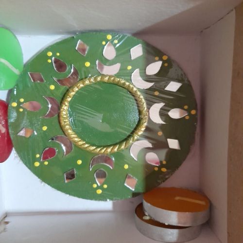 Green Wooden Tea Light Coaster