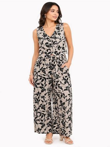 Ladies Cotton Flex Printed Sleeveless Co-Ord Set