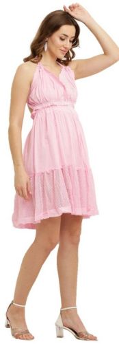 Ladies Pink Cotton One Piece Short Dress
