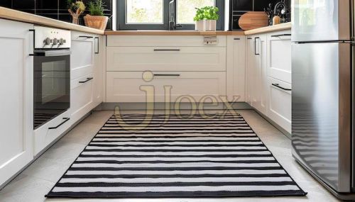 Black And White Striped Floor Mat
