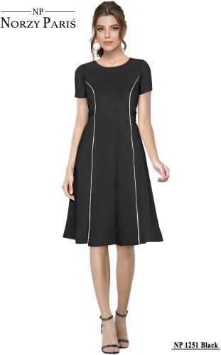 Ladies Black Fit Flare Casual Dress