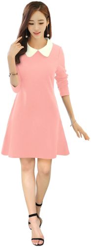 Ladies Chic Peach Collar Neck Dress