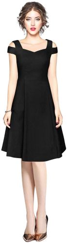 Ladies Classic Black Cold Shoulder Dress