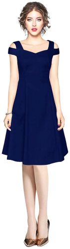 Ladies Fashionable Blue Cold Shoulder Dress
