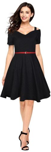 Ladies Graceful Black Fit And Flare Dress