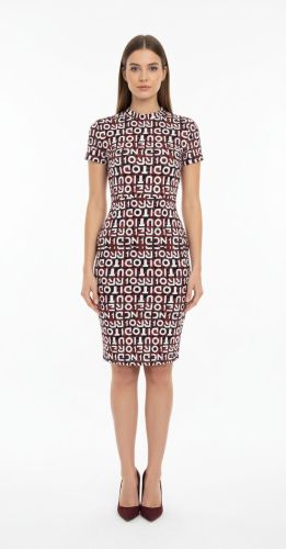 Ladies Maroon Typography Bodycon Casual Dress