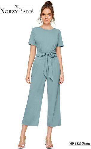 Ladies Pista Belted Wide Leg Jumpsuit