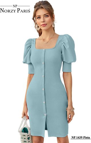 Ladies Pista Puff Sleeve Bodycon Dress