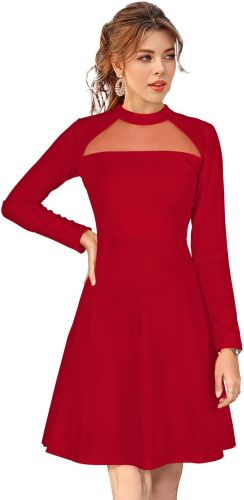 Ladies Red Full Sleeve Knee Length Western Dress