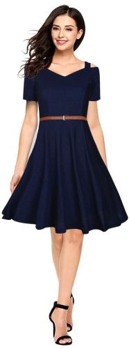 Ladies Trendy Blue Fit And Flare Dress