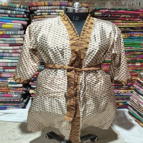 Roman Coffee Silk Kantha Robe