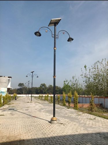 Decorative Dual Arm Pole Light with Solar Panel