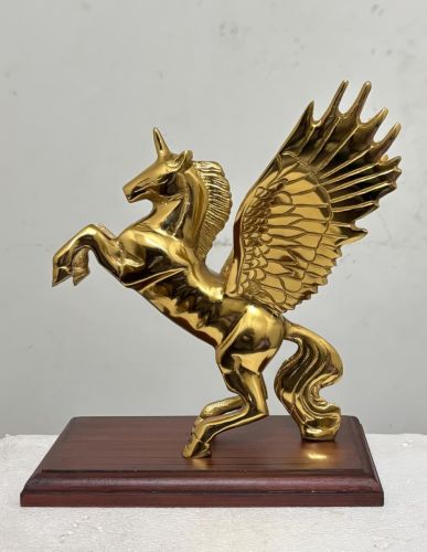 Brass Pegasus Statue on Wooden Base