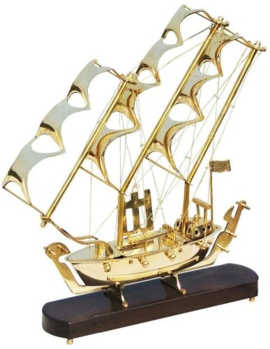 Brass Sailing Ship Model with Cutout Sails