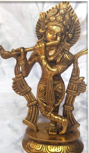 Brass Standing Lord Krishna Statue