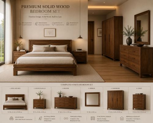Premium Solid Wood Bedroom Furniture Set
