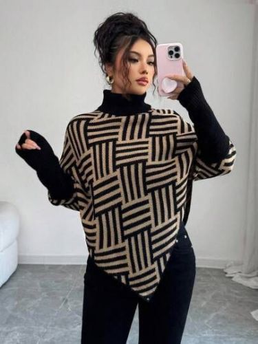 Ladies Casual Wear Printed Acrylic Poncho