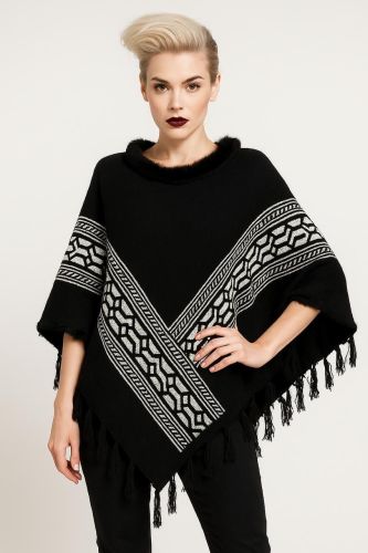 Black Printed Ladies Poncho